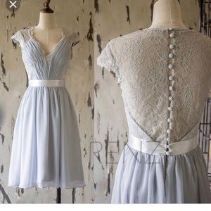 Gray Lace Tea Length Dress, Cap Sleeve Alterations